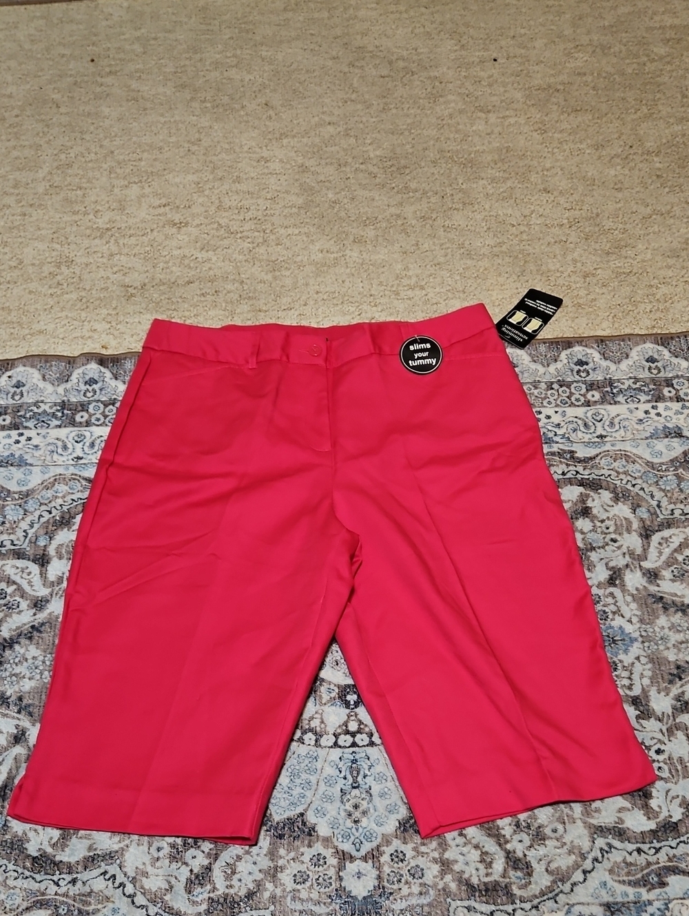 Women's Bermuda Shorts in Bright Pink - Slimming Waist Design